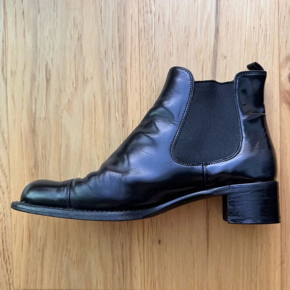 Prada Cap Toe Black Leather Boots Women’s EU 36 US 6 - Picture 6 of 9